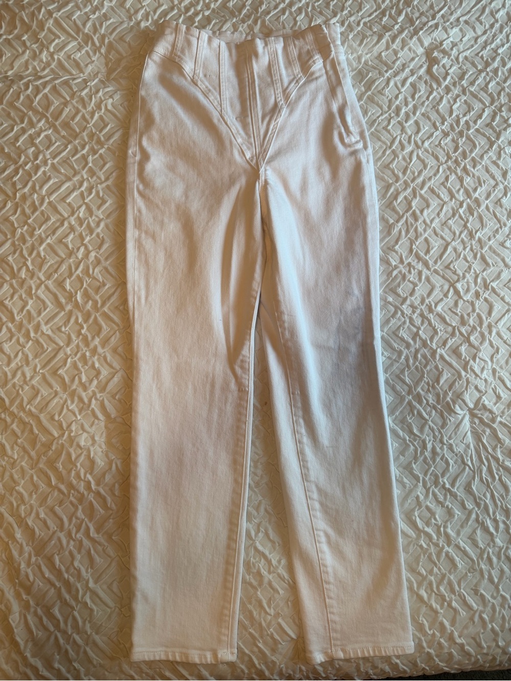 Good American White Dolly Corset Waist High Rise Straight Jeans 8/29